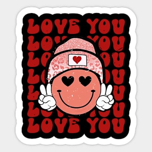 Groovy Face Love, Mom-my Funny Valentines Day Family Feb 14 Sticker